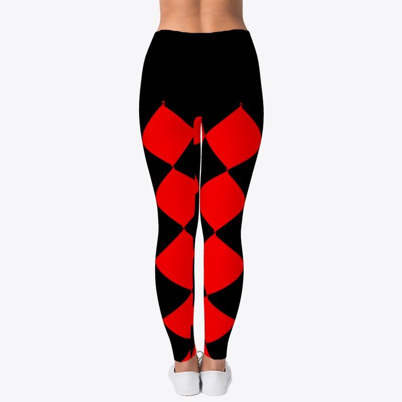 Cool Red Squares  on black Legging